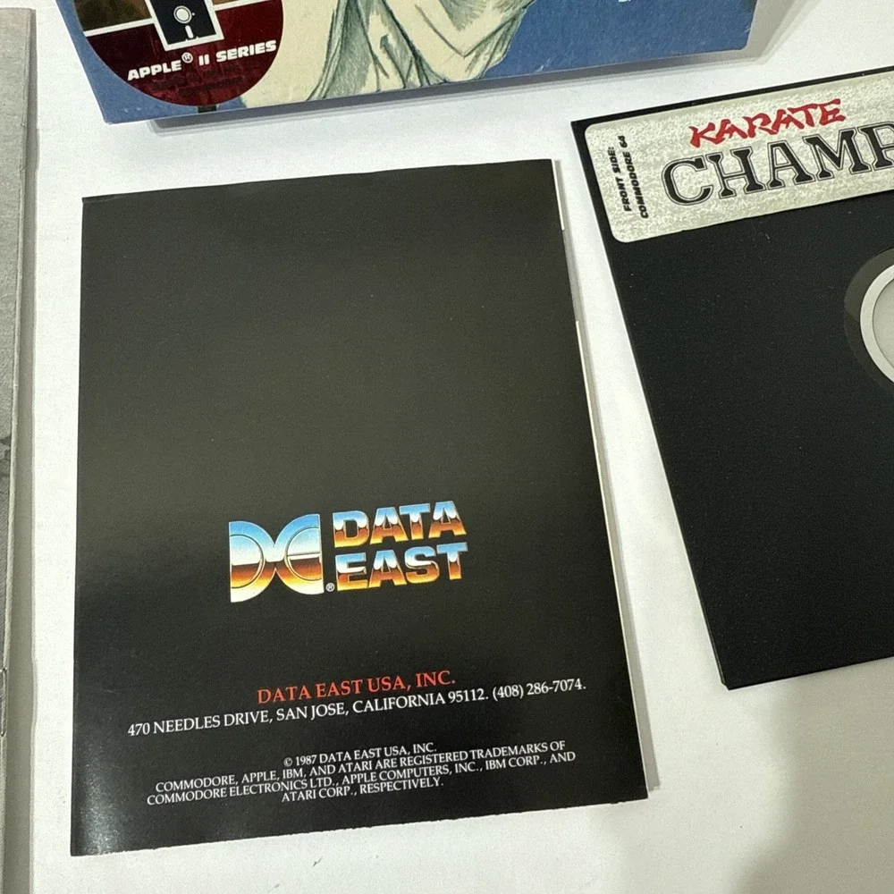 1985 KARATE CHAMP C64/128 Data East Apple Series Box Floppy Disk Inserts Vintage